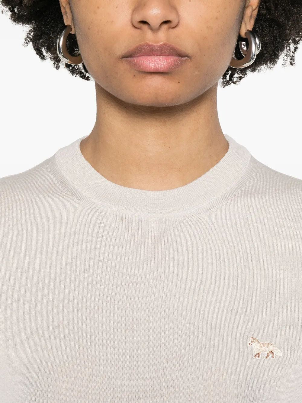 MAISON KITSUNÉ Women’s Fox Wool Jumper with Ribbed Cuffs and Hem