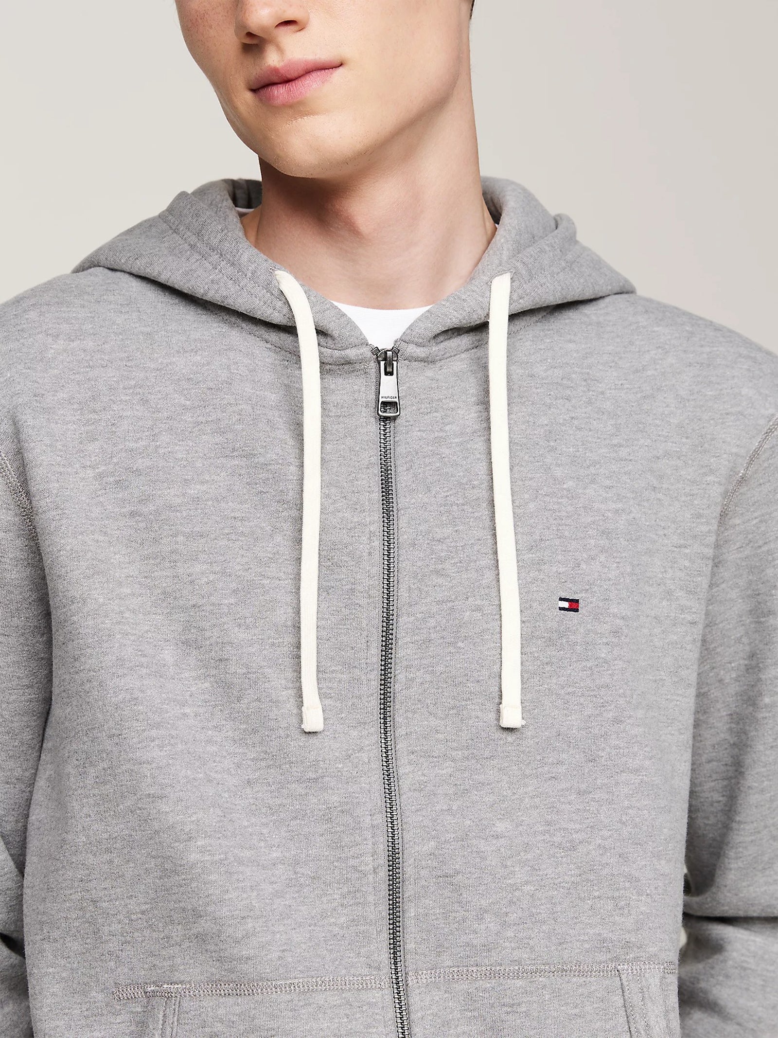 TOMMY HILFIGER Grey Zip-Up Logo Sweatshirt