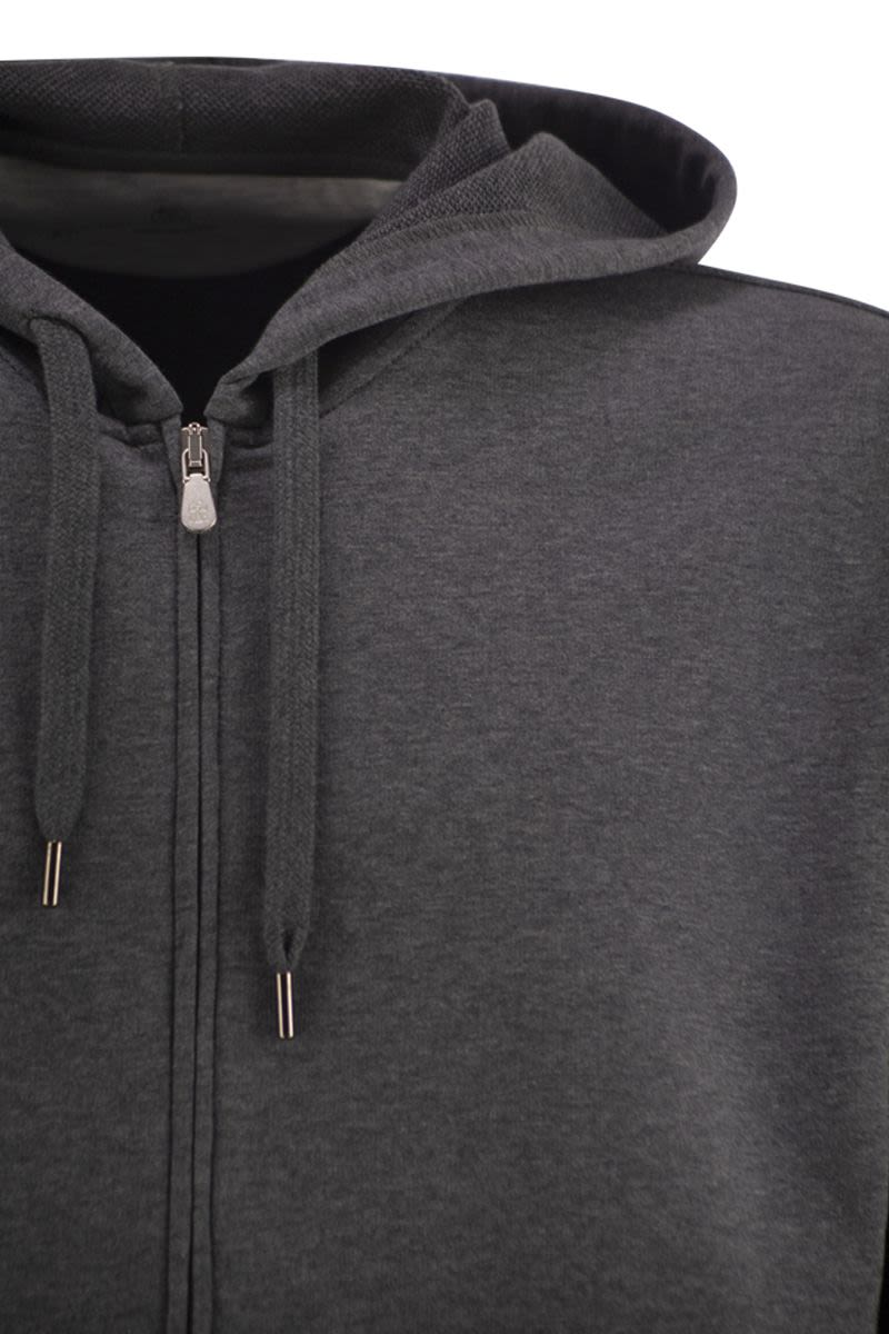 BRUNELLO CUCINELLI Lightweight Cotton Fleece Zip-Up Hoodie for Men