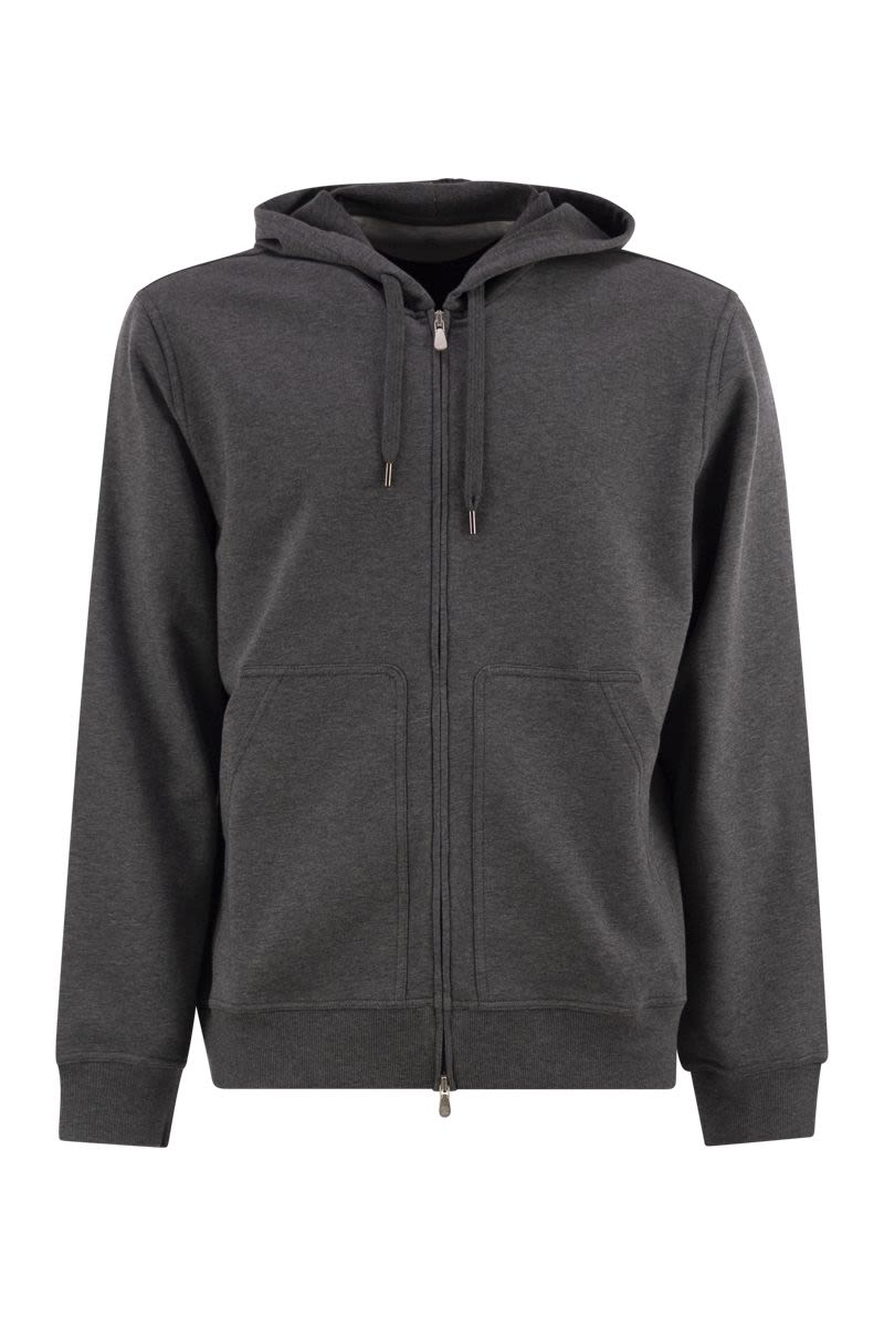 BRUNELLO CUCINELLI Lightweight Cotton Fleece Zip-Up Hoodie for Men