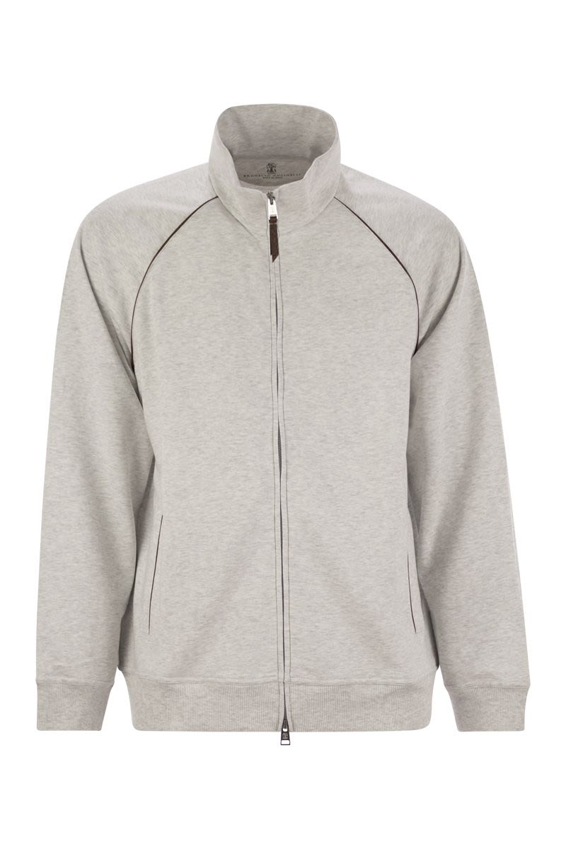BRUNELLO CUCINELLI High-Necked Travel Topwear with Zip and Piping