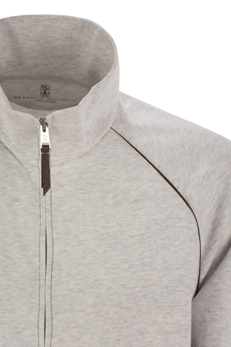 BRUNELLO CUCINELLI High-Necked Travel Topwear with Zip and Piping