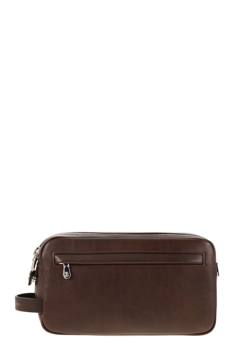 BRUNELLO CUCINELLI Mini Leather Beauty Case with Double Zip