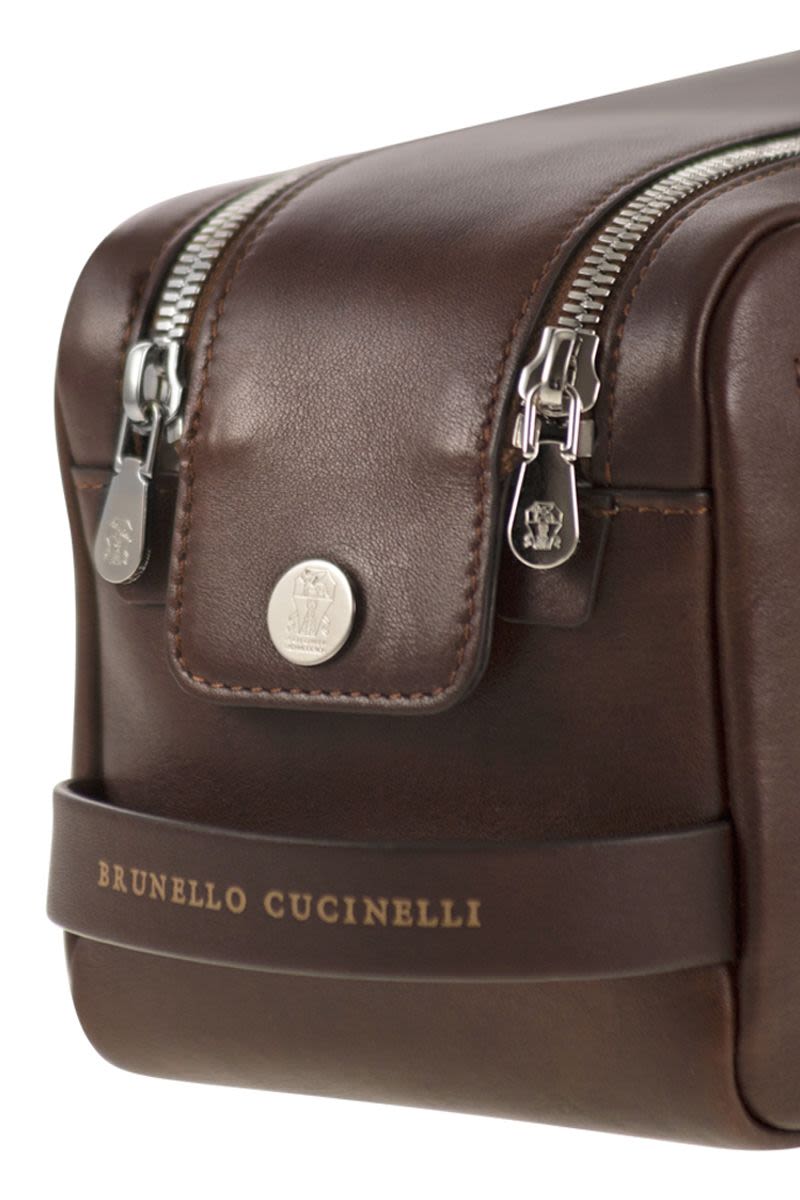 BRUNELLO CUCINELLI Mini Leather Beauty Case with Double Zip
