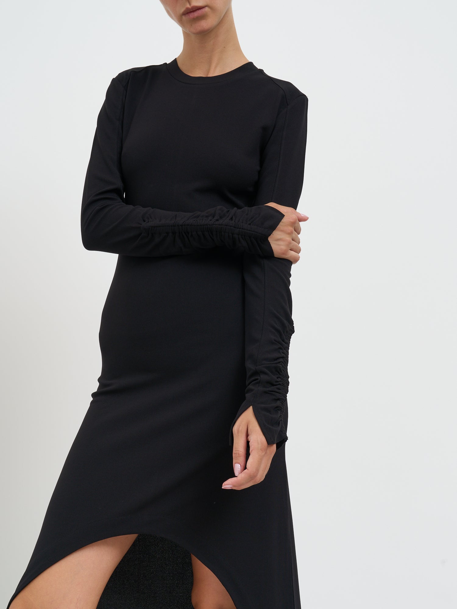 THOM KROM Long Viscose Dress with Long Sleeves - Size S