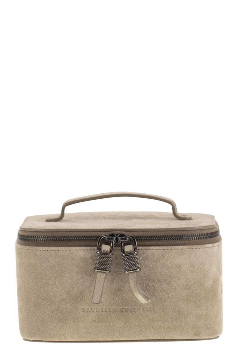 BRUNELLO CUCINELLI Mini Suede Jewellery Box with Double Zip Closure