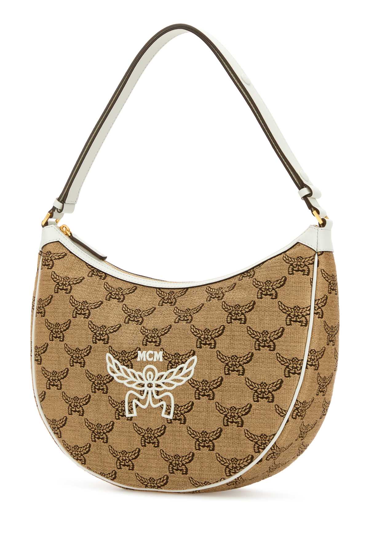 MCM Embroidered Raffia Himmel Ascending Moon Shoulder Handbag - Medium