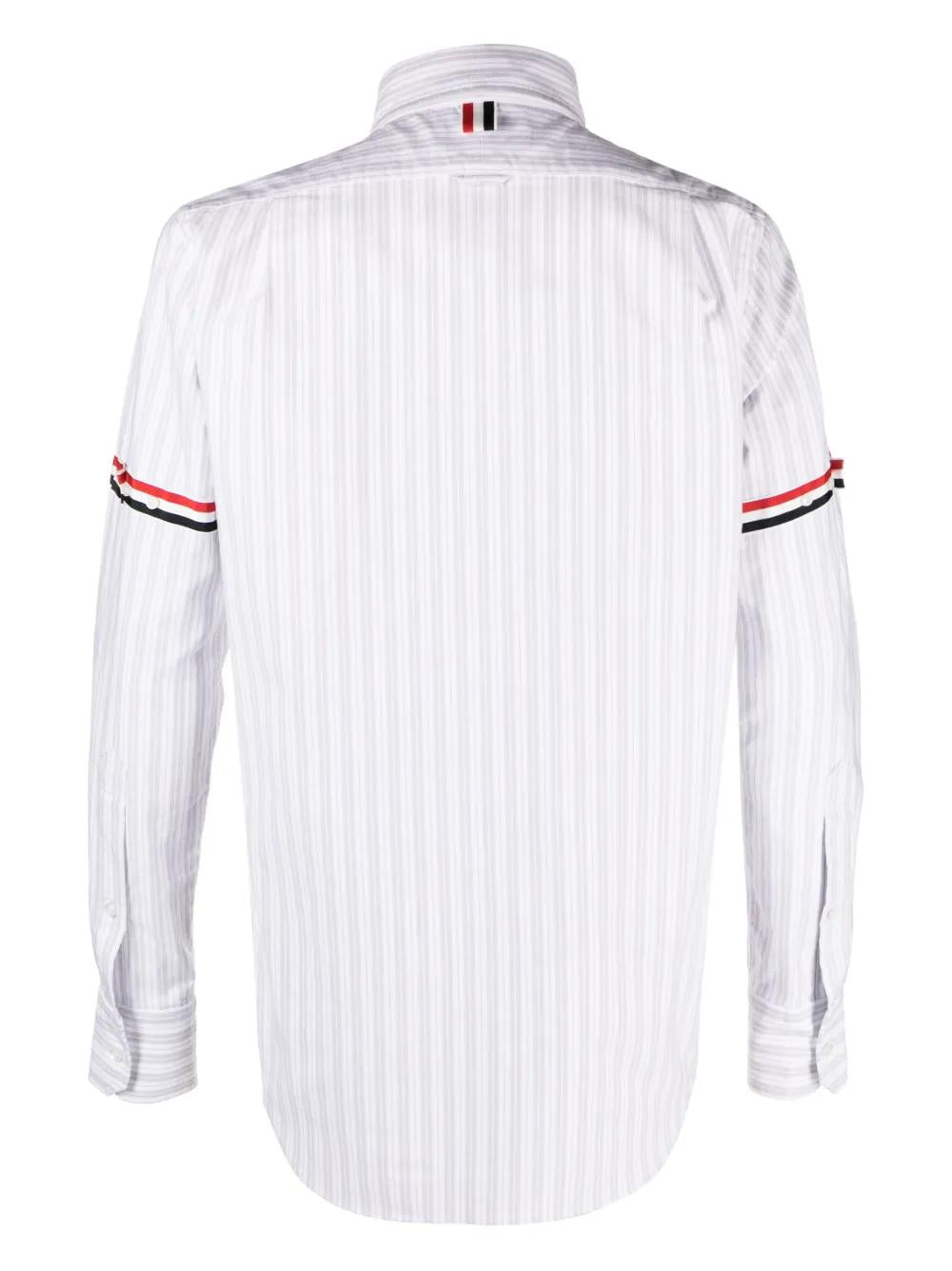 THOM BROWNE Striped Oxford Shirt with Grosgrain Band