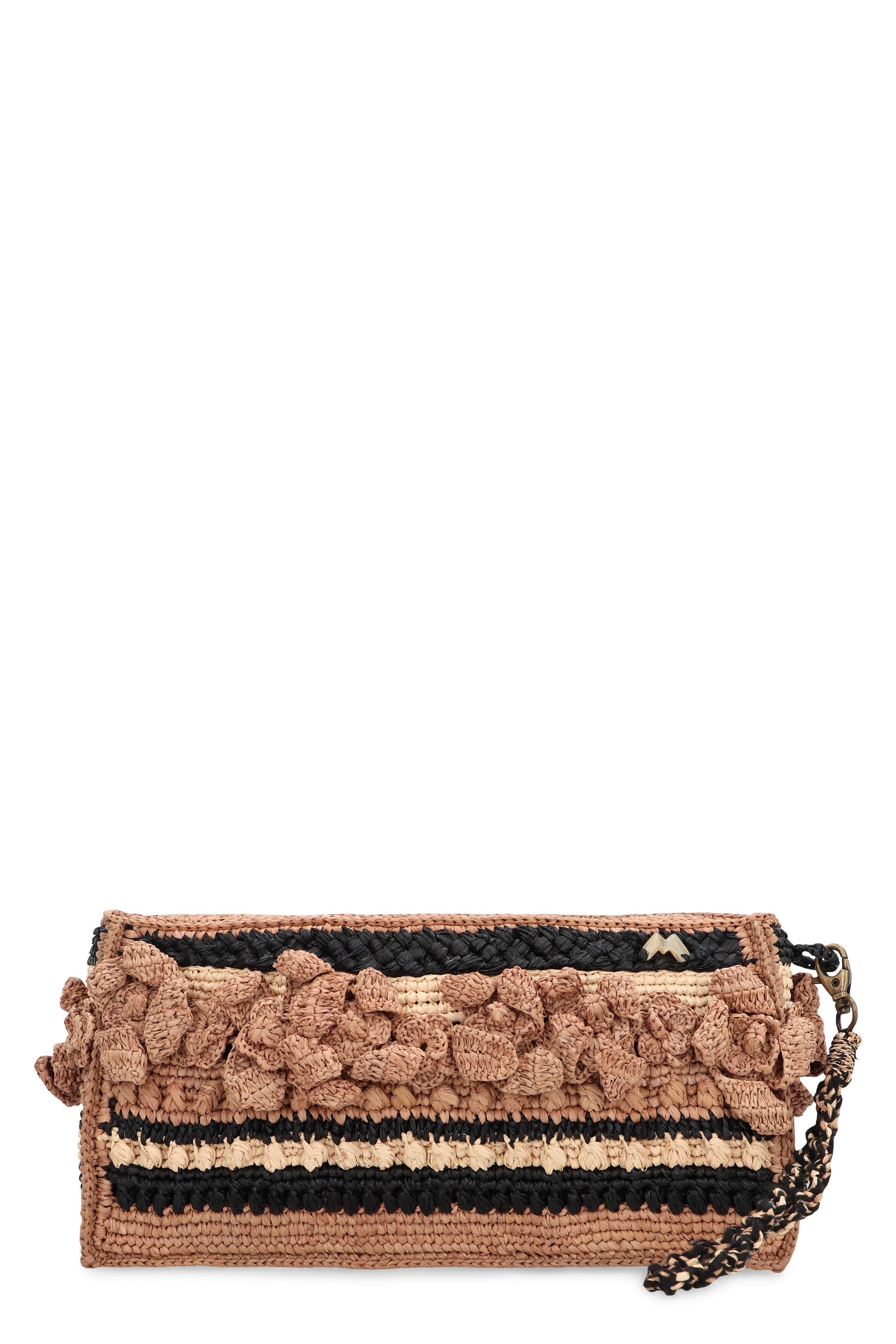 MADE FOR A WOMAN Mini Raffia Clutch with Detachable Wrist Strap