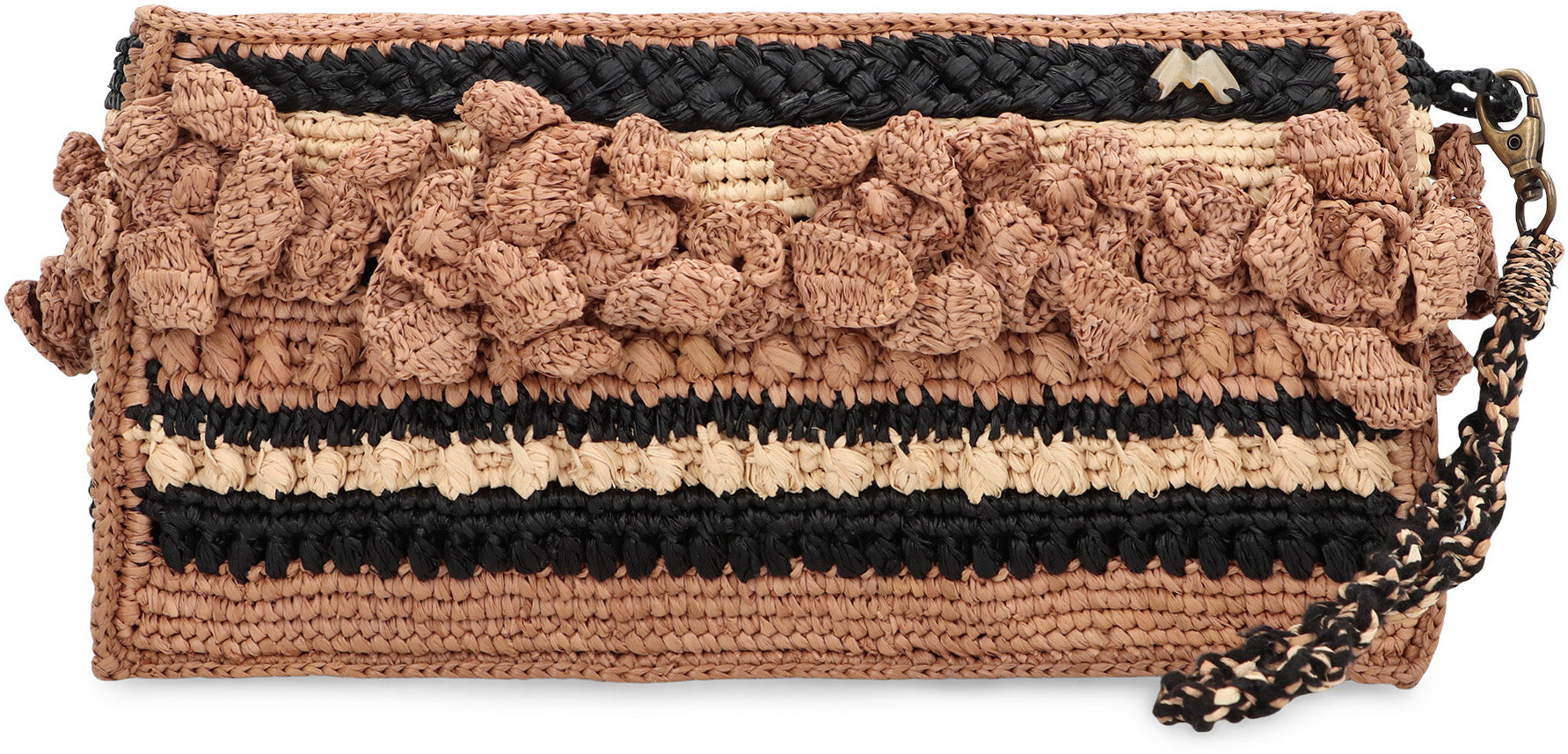 MADE FOR A WOMAN Mini Raffia Clutch with Detachable Wrist Strap