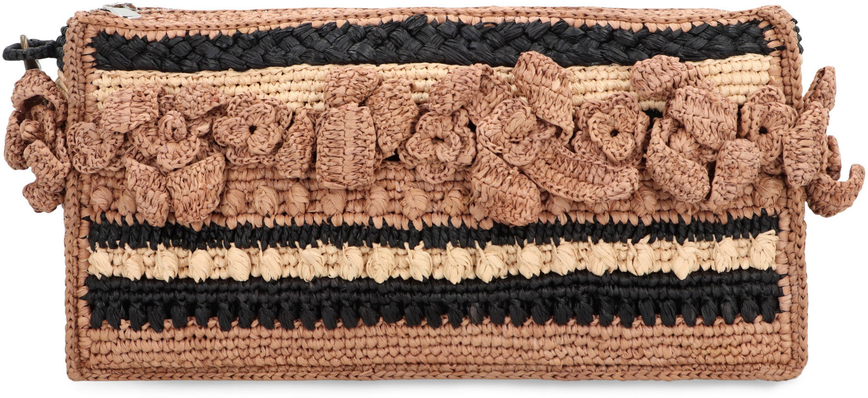MADE FOR A WOMAN Mini Raffia Clutch with Detachable Wrist Strap
