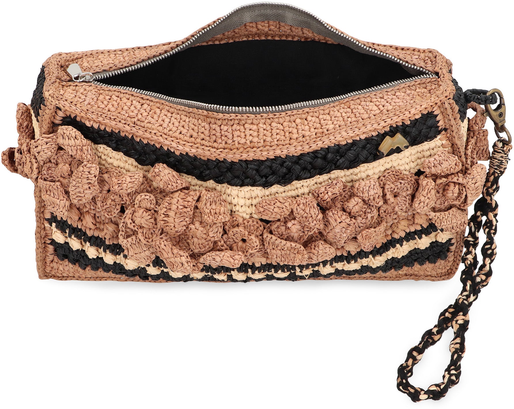MADE FOR A WOMAN Mini Raffia Clutch with Detachable Wrist Strap