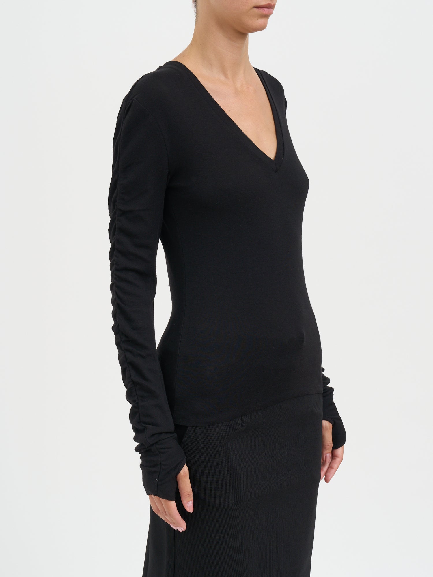 THOM KROM V-Neck Cotton Top - Women's Long Sleeve (Size S)