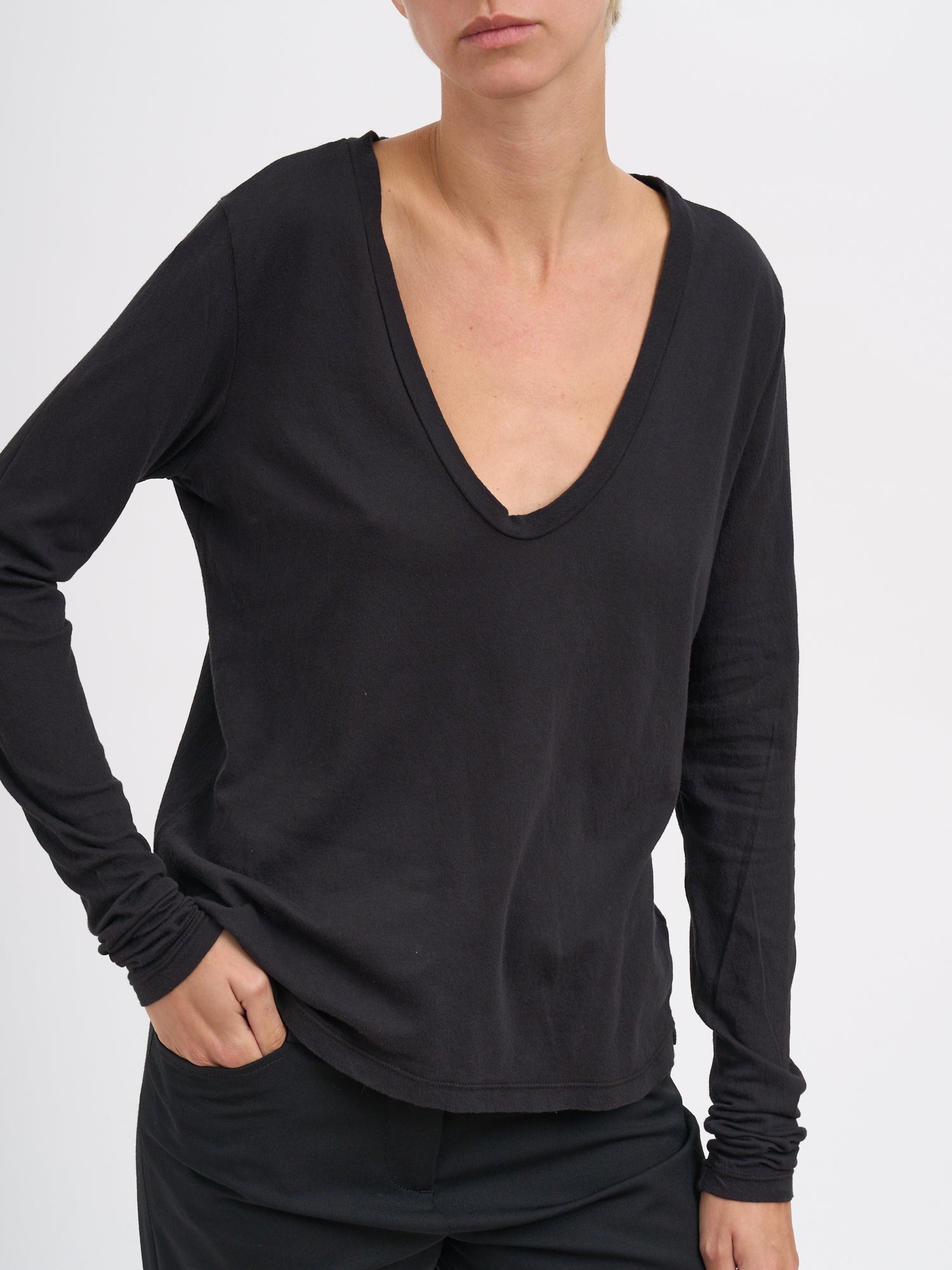 JAMES PERSE V-Neck Long Sleeve T-Shirt M/L
