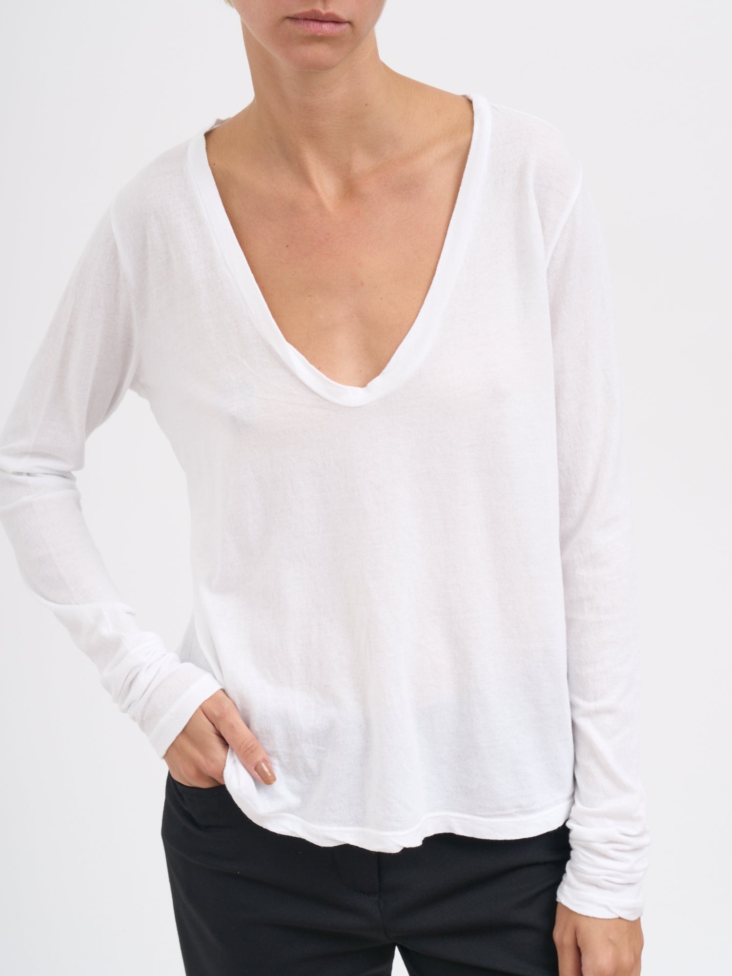 JAMES PERSE V-Neck Long Sleeve T-Shirt M/L