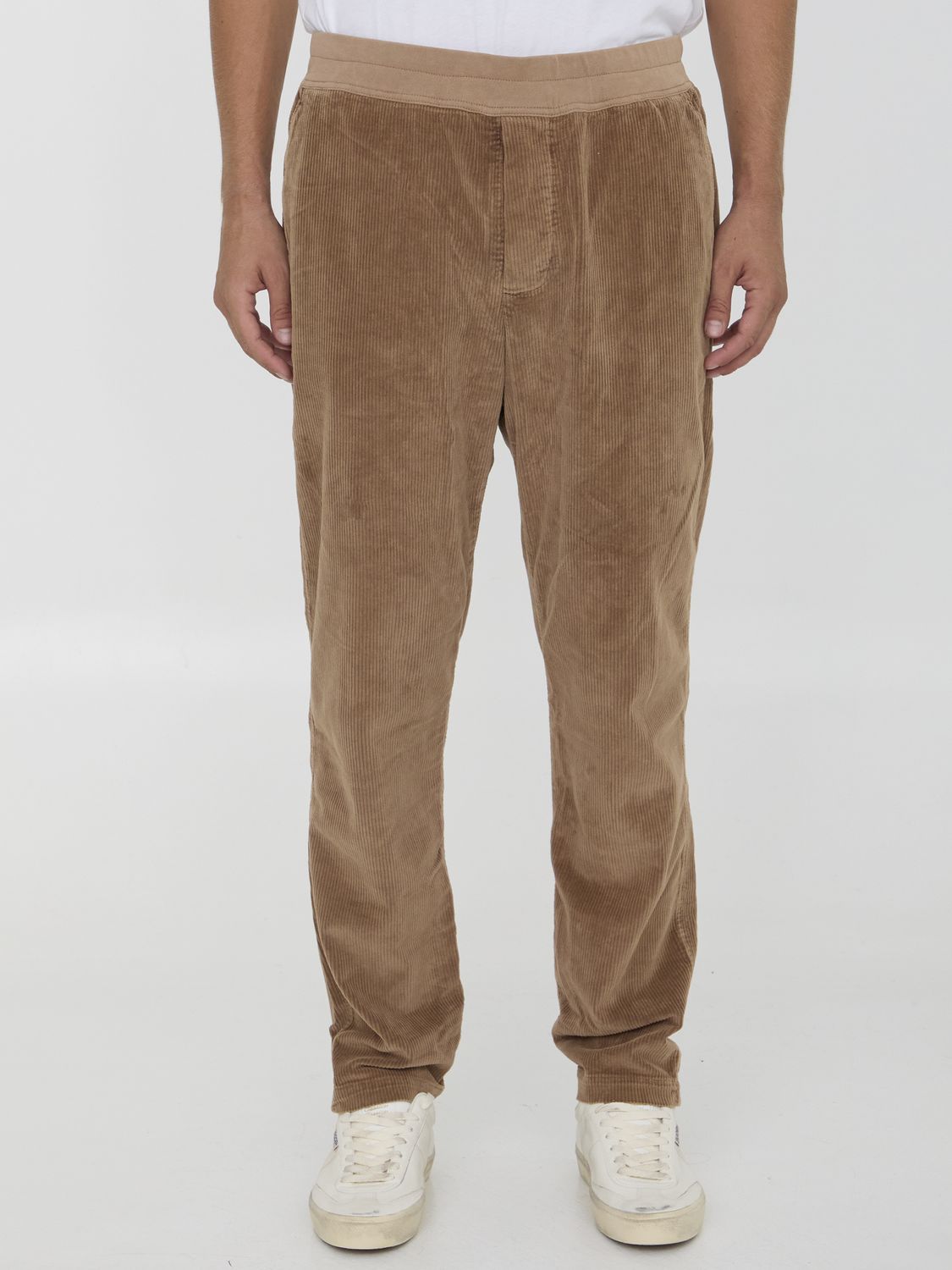 JAMES PERSE Corduroy Pants with Elastic Waistband - Regular Fit