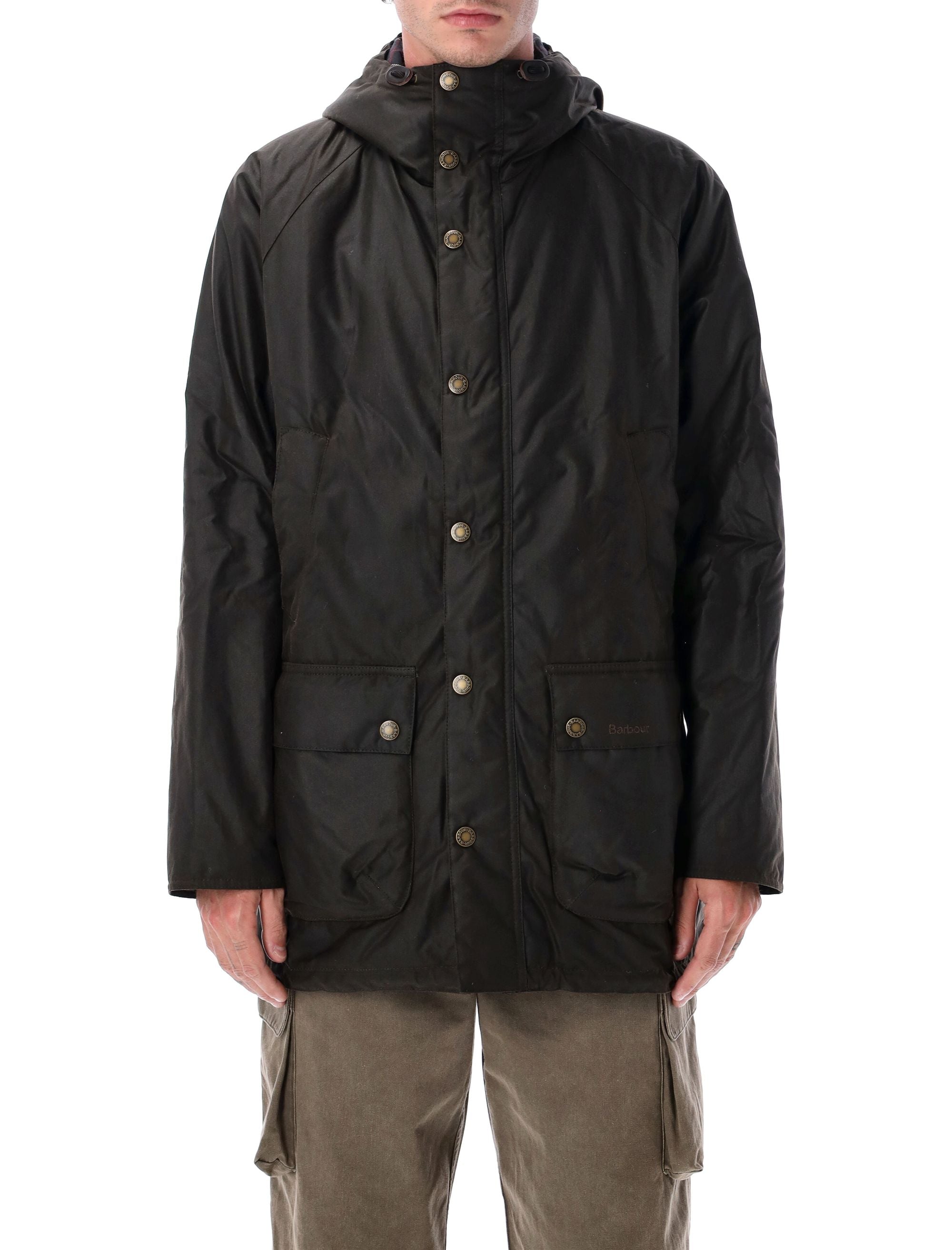 BARBOUR Men's Waxed Cotton Parka Jacket - Size L