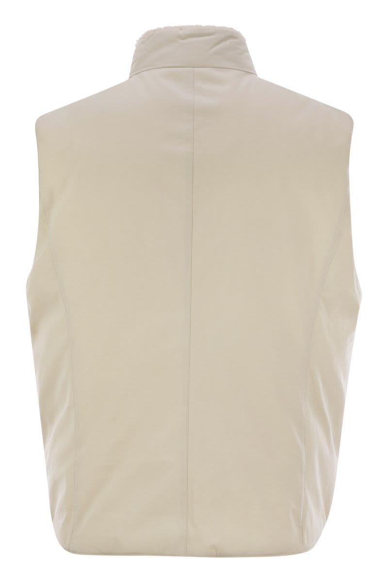 BRUNELLO CUCINELLI Sleeveless Down Jacket with Sheepskin Collar