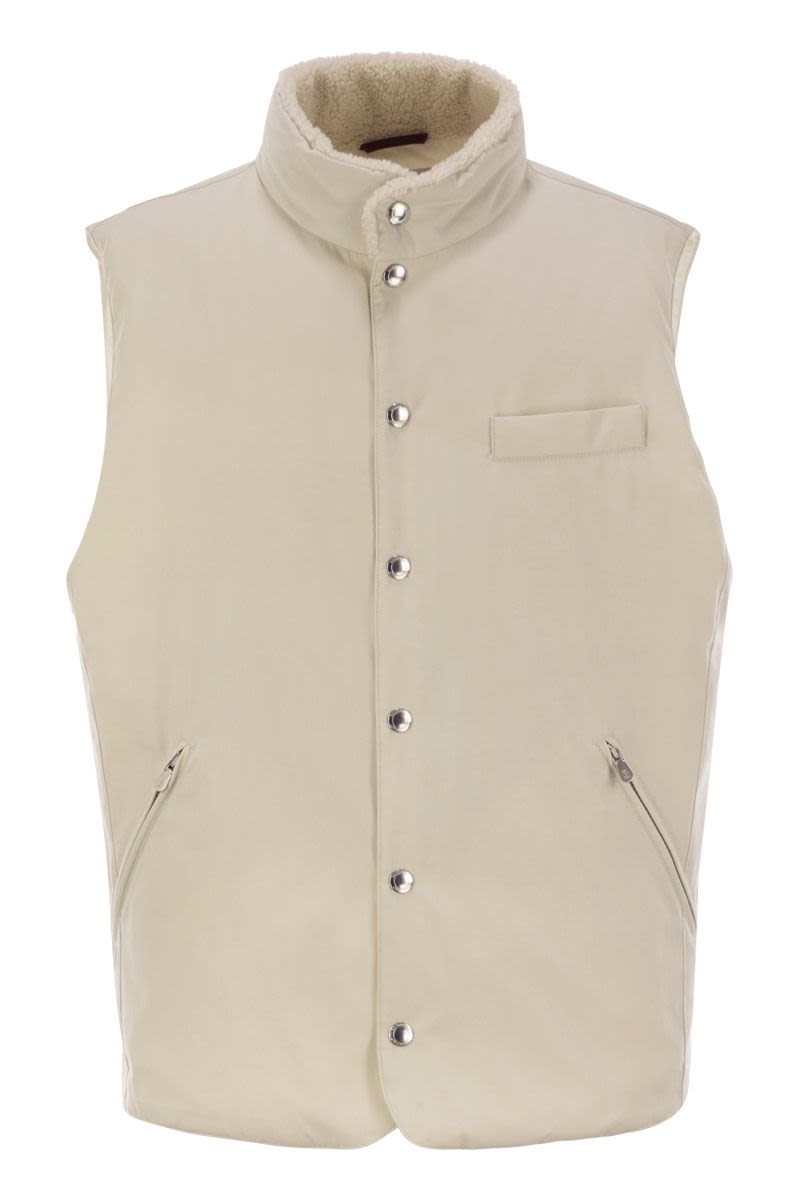 BRUNELLO CUCINELLI Sleeveless Down Jacket with Sheepskin Collar
