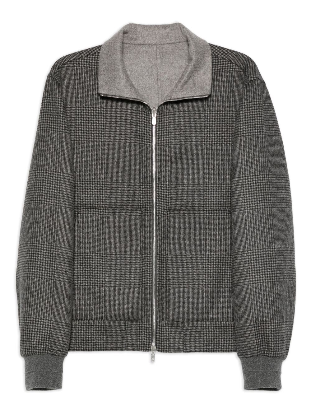 BRUNELLO CUCINELLI Cashmere Check Pattern Bomber Jacket for Men