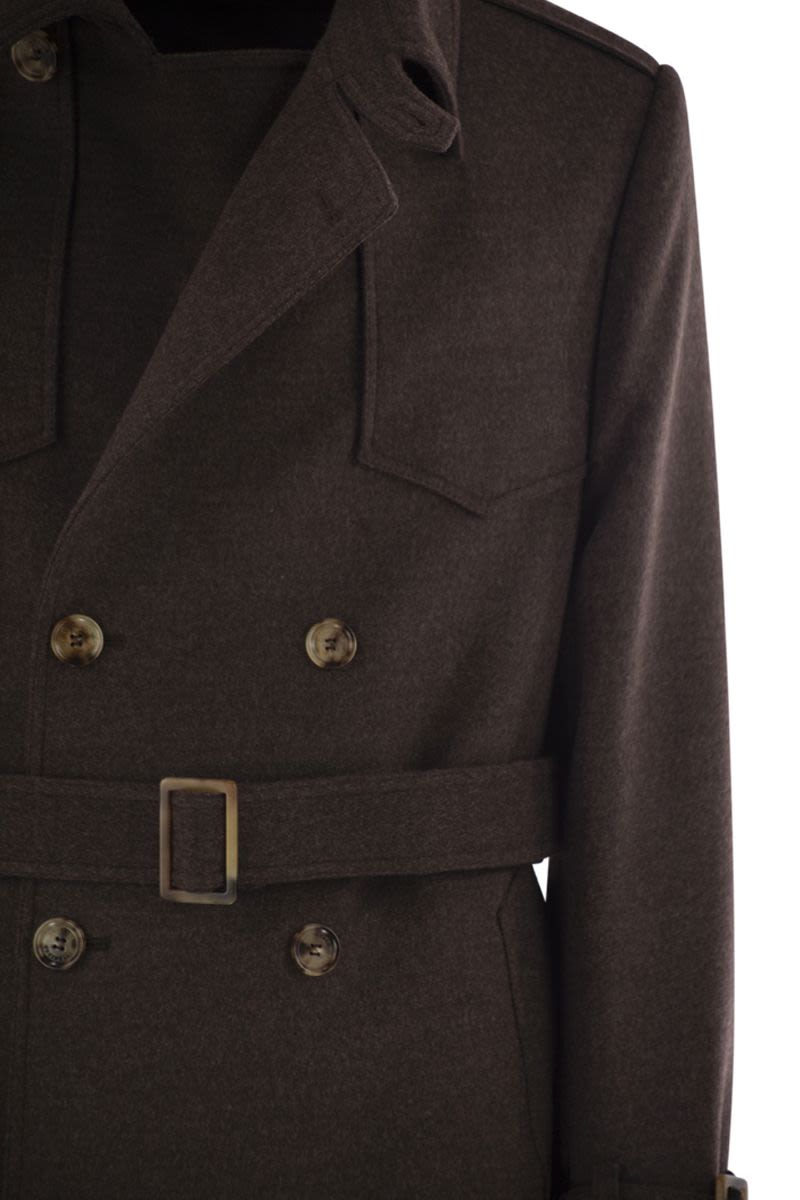 BRUNELLO CUCINELLI Classic Wool Trench Jacket for Men