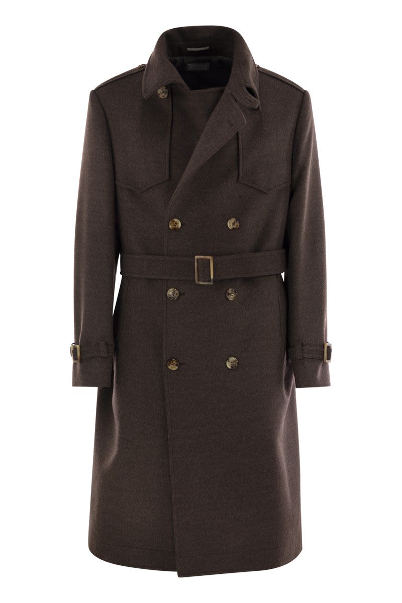 BRUNELLO CUCINELLI Classic Wool Trench Jacket for Men
