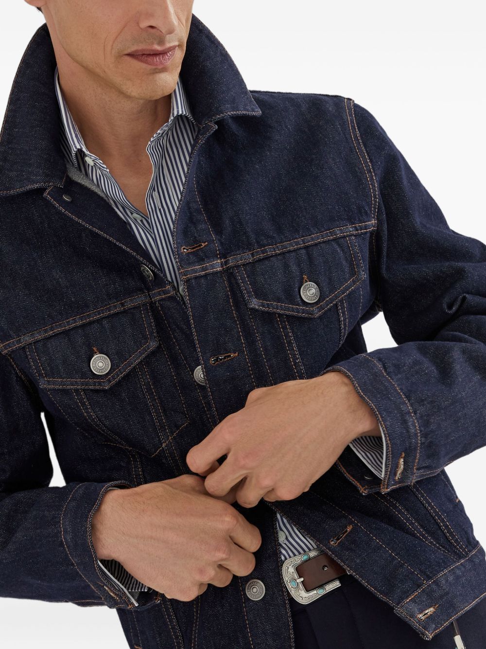 BRUNELLO CUCINELLI Classic Vertical Stripe Cotton Shirt for Men