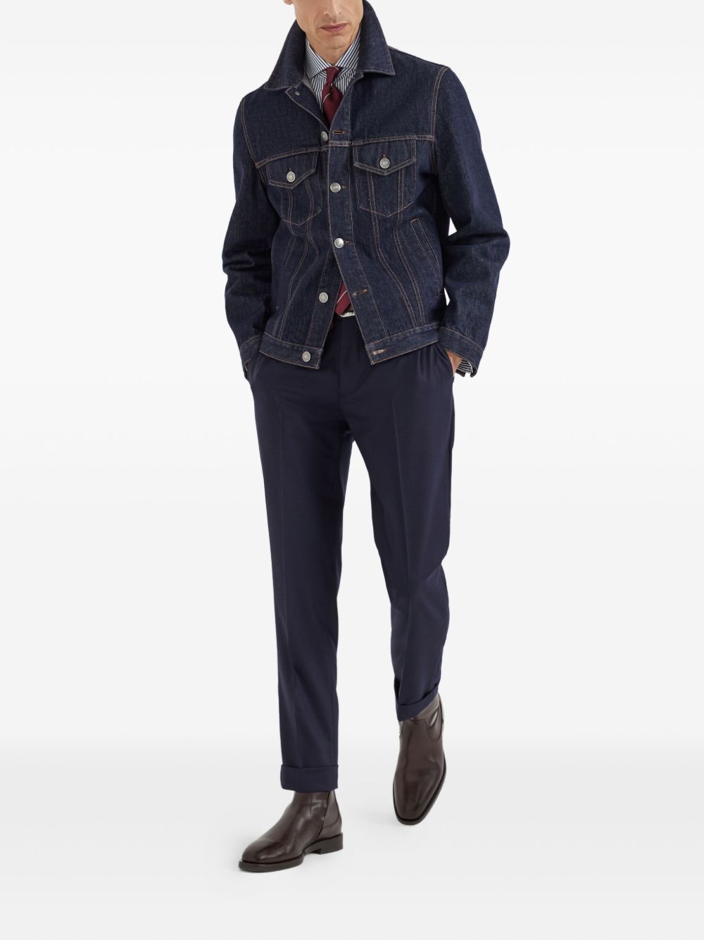 BRUNELLO CUCINELLI Classic Vertical Stripe Cotton Shirt for Men