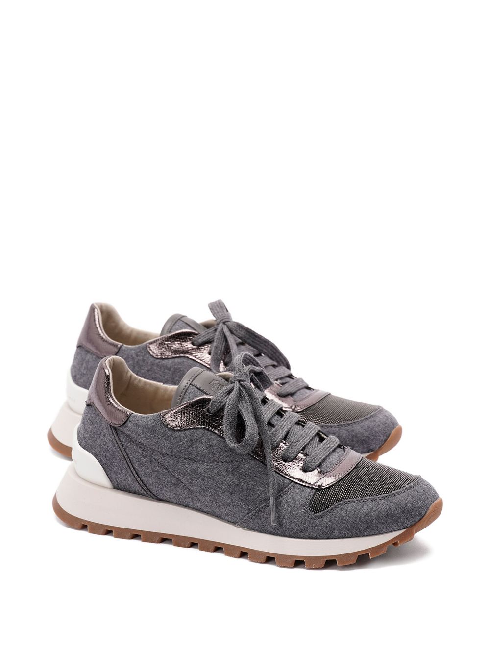 BRUNELLO CUCINELLI Wool Sneaker with Contrasting Panel Detailing for Women