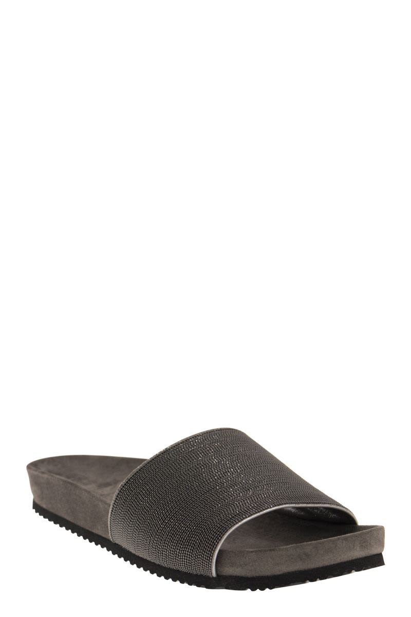 BRUNELLO CUCINELLI Precious Lignite Slide Sandals