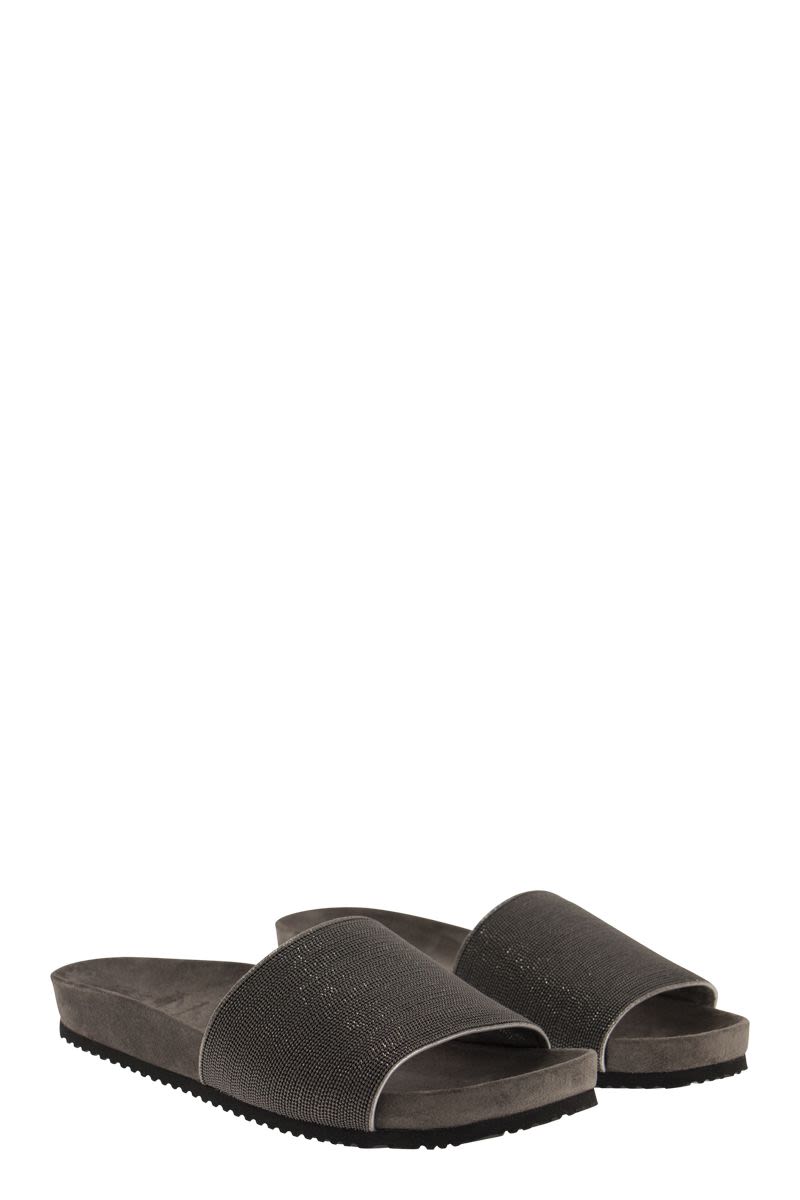 BRUNELLO CUCINELLI Precious Lignite Slide Sandals