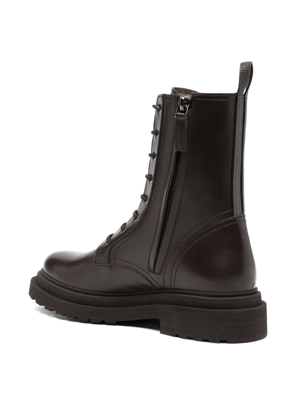 BRUNELLO CUCINELLI Women's Leather Biker Boots with Platform Sole