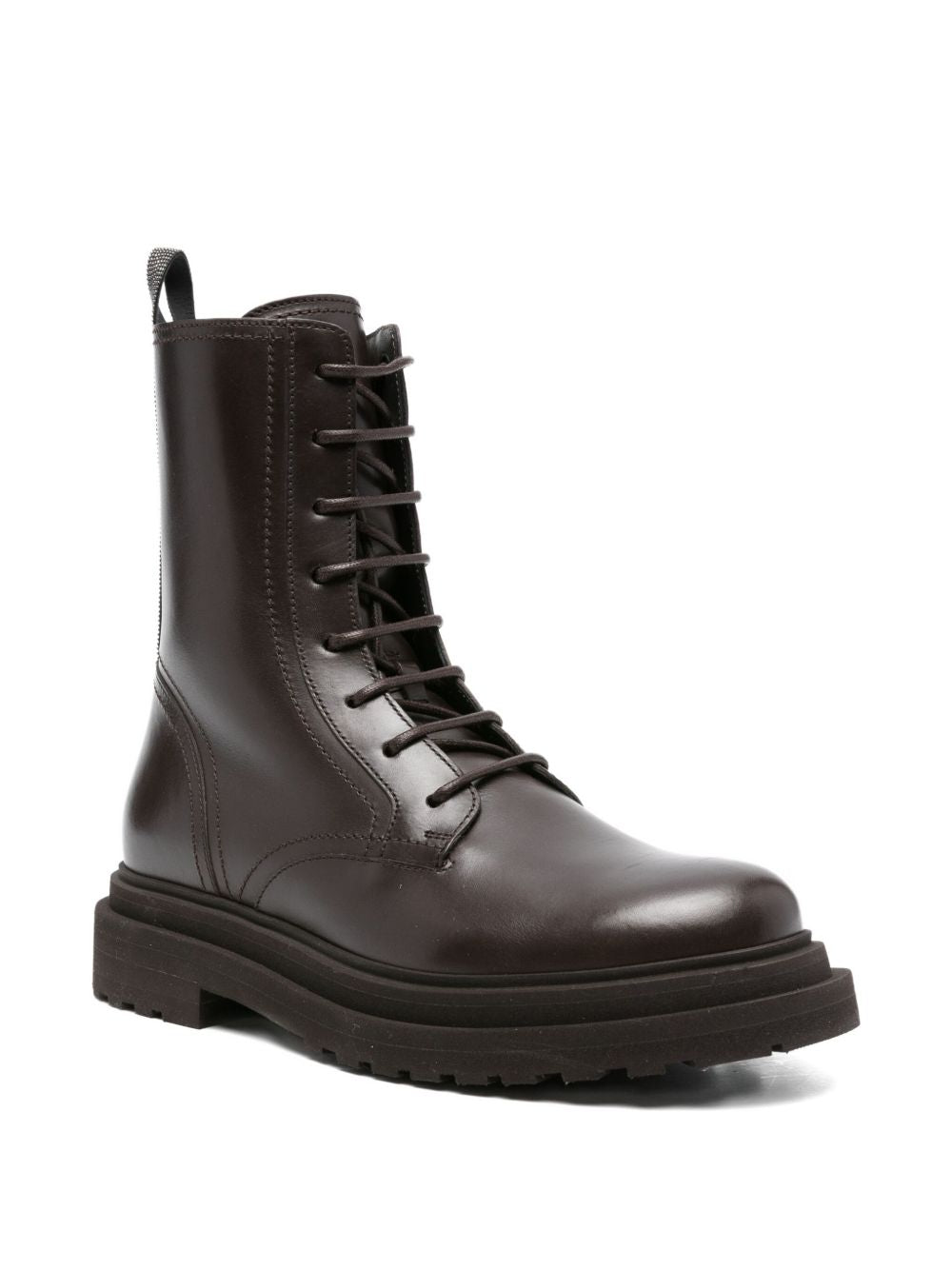BRUNELLO CUCINELLI Women's Leather Biker Boots with Platform Sole