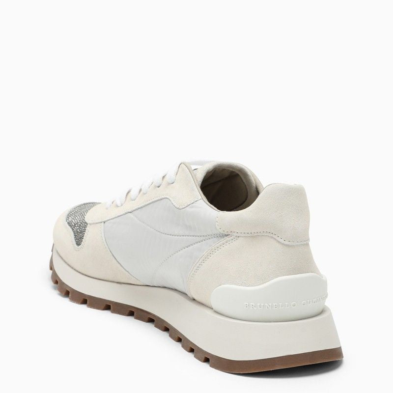BRUNELLO CUCINELLI Nylon and Suede Trainer with Precious Toe Detail