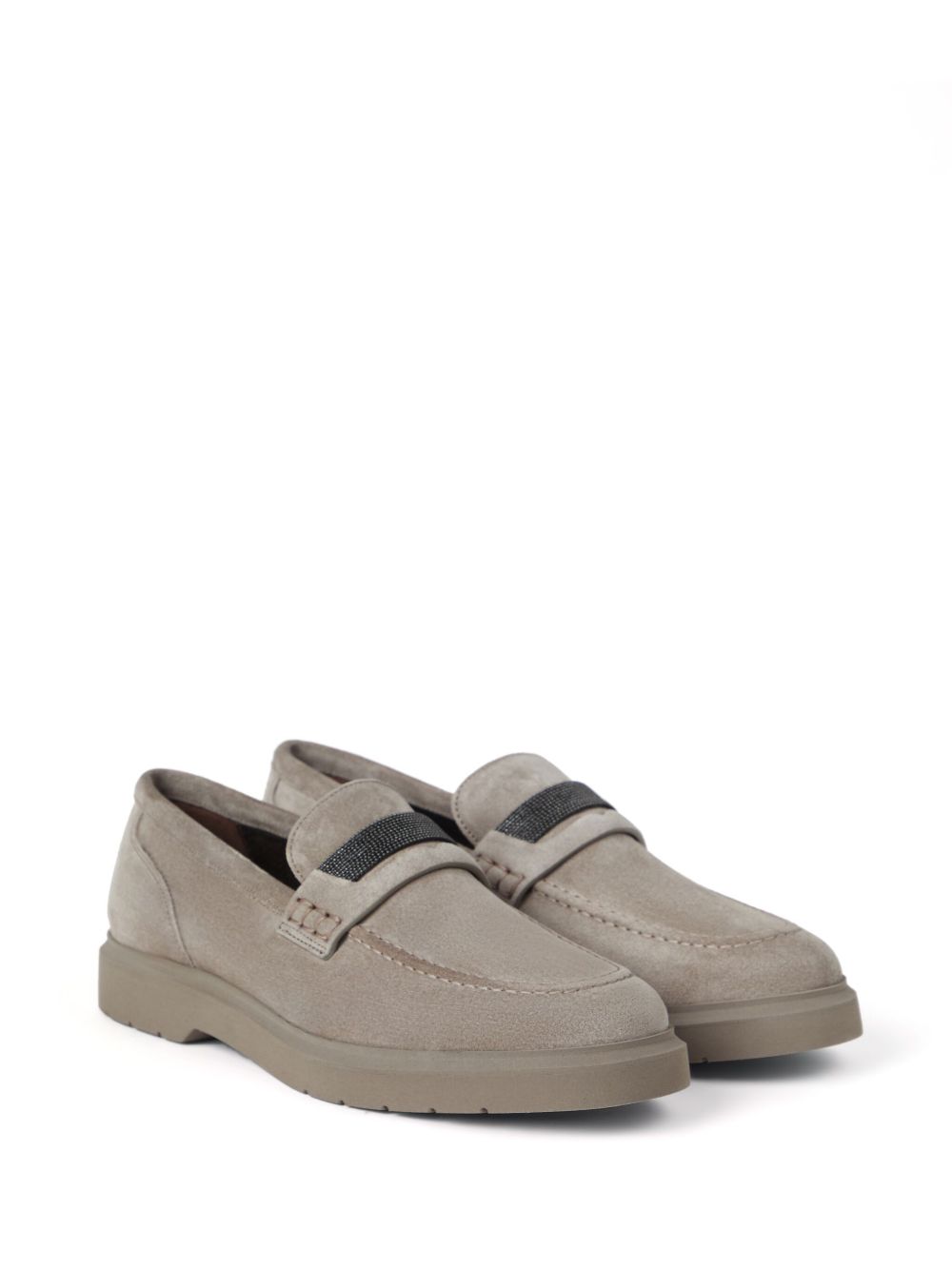 BRUNELLO CUCINELLI Suede Crystal-Empowered Loafers