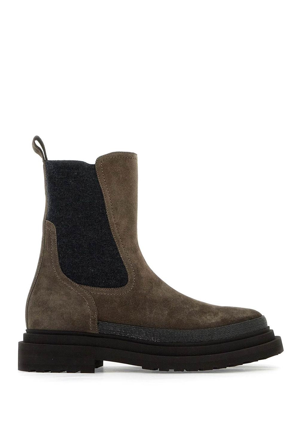 BRUNELLO CUCINELLI Signature Suede Boots with Monili Chain Detail