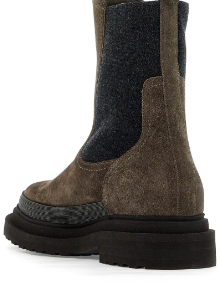 BRUNELLO CUCINELLI Signature Suede Boots with Monili Chain Detail