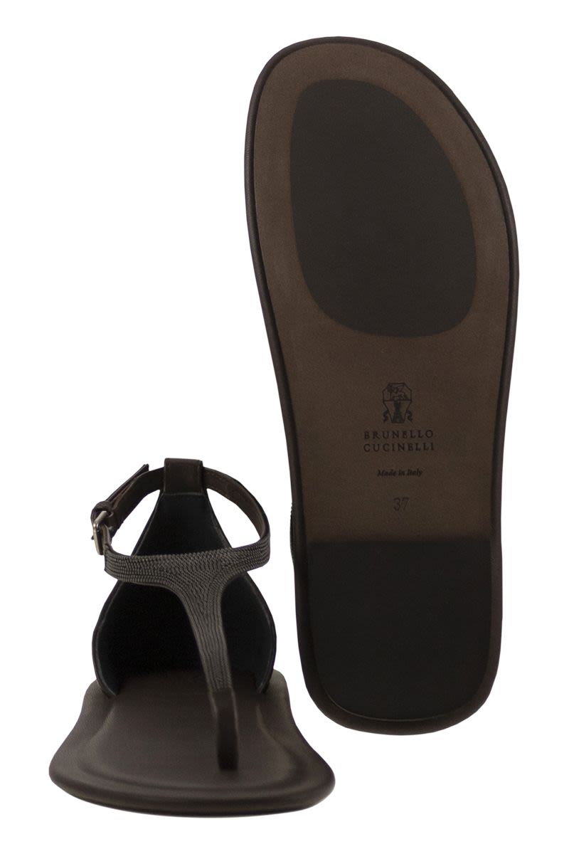 BRUNELLO CUCINELLI Elegantly Crafted Nappa Leather Sandals with Precious Strap - 1.5 cm Heel