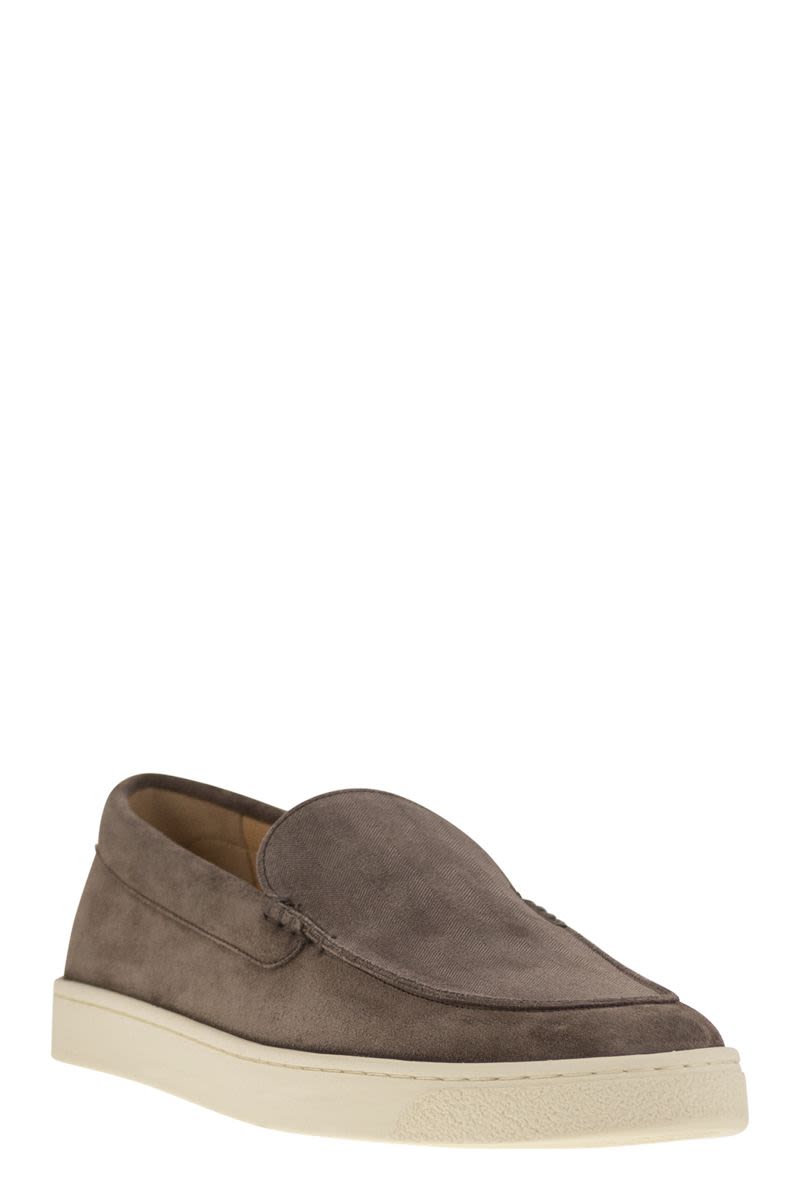 BRUNELLO CUCINELLI Chevron-Effect Suede Moccasins for Men