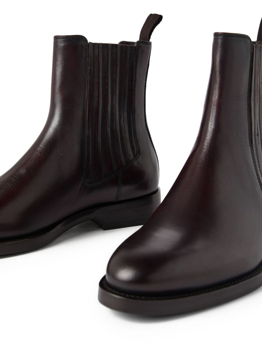 BRUNELLO CUCINELLI Men's Dark Leather Boots with Elastic Side Panels and Pull-Tab