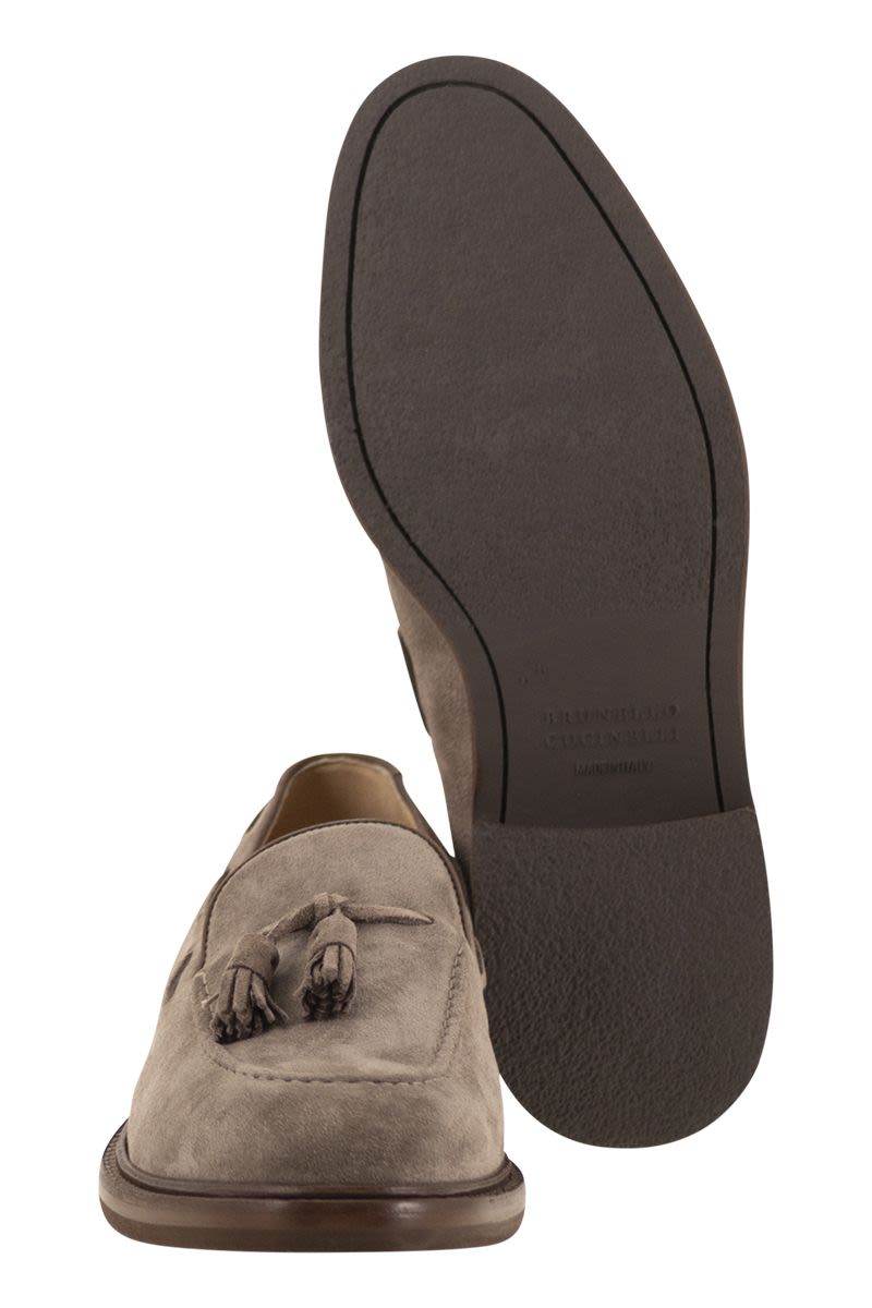 BRUNELLO CUCINELLI Suede Mules with Tassels - Men's Fashion Footwear