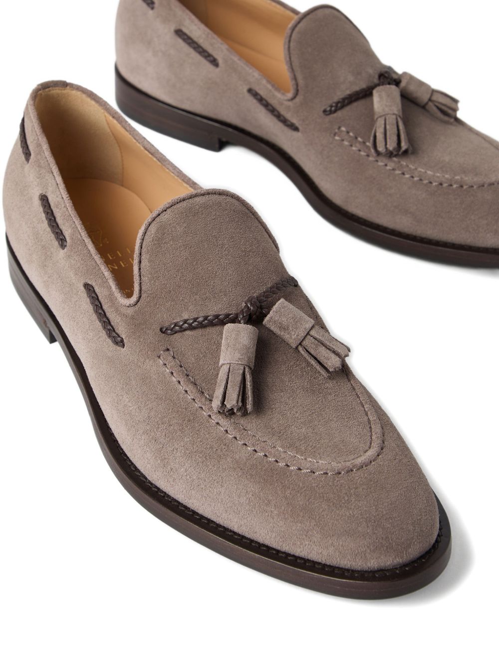 BRUNELLO CUCINELLI Men's Suede Loafers with Tassel Embellishment
