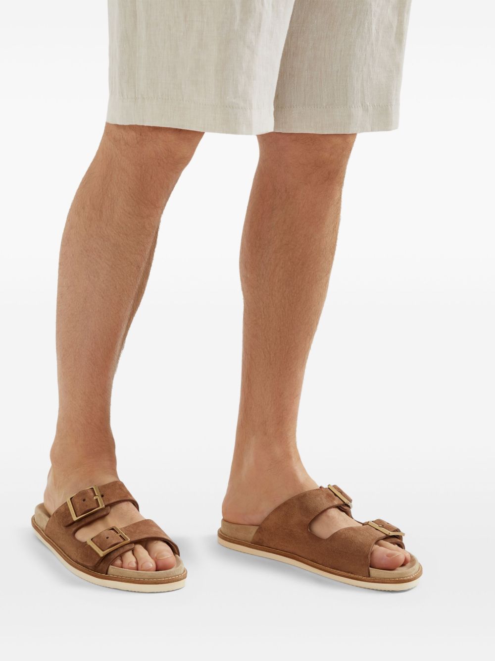 BRUNELLO CUCINELLI Urban Slide Sandals in Washed Suede