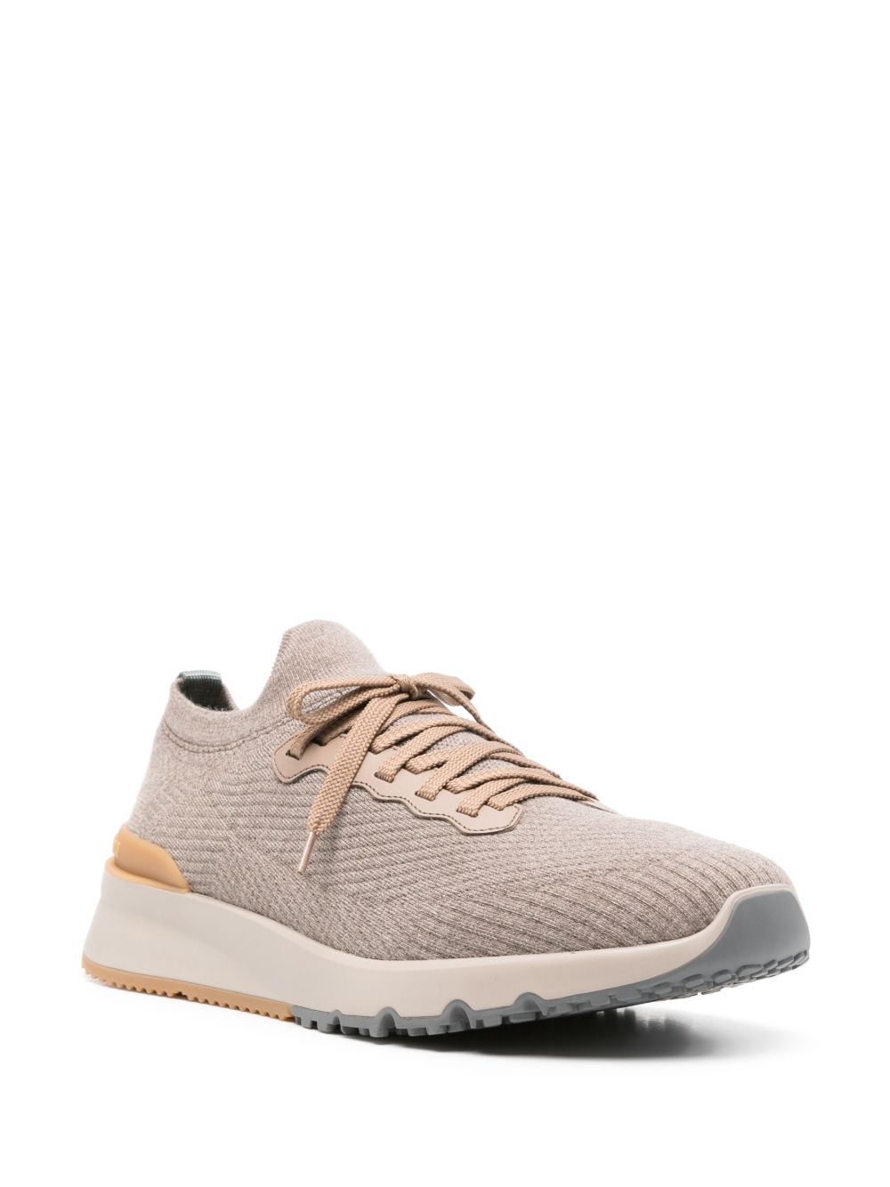 BRUNELLO CUCINELLI Men's Knit Wool Sneakers with Leather Trim