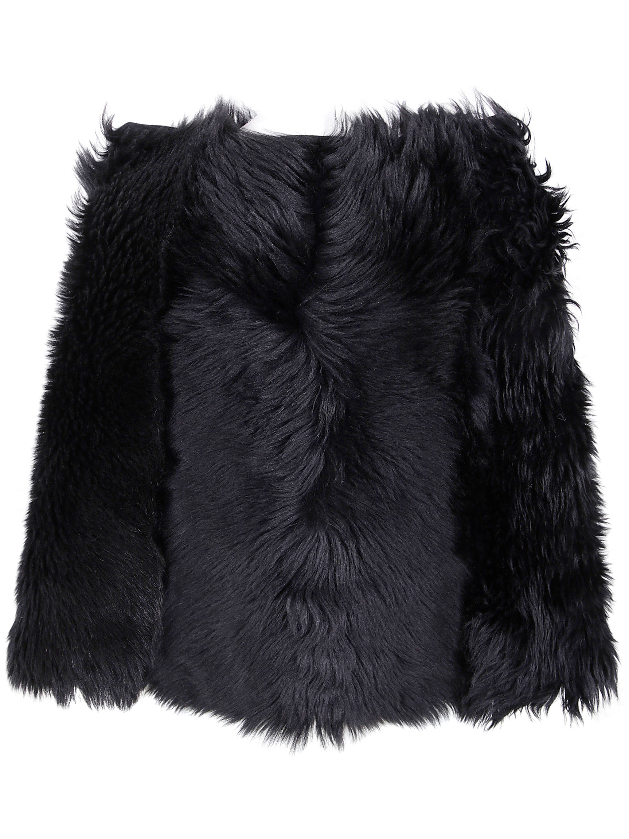 SAPIO Long Haired Lamb Fur Shrug Jacket for Women - FW25