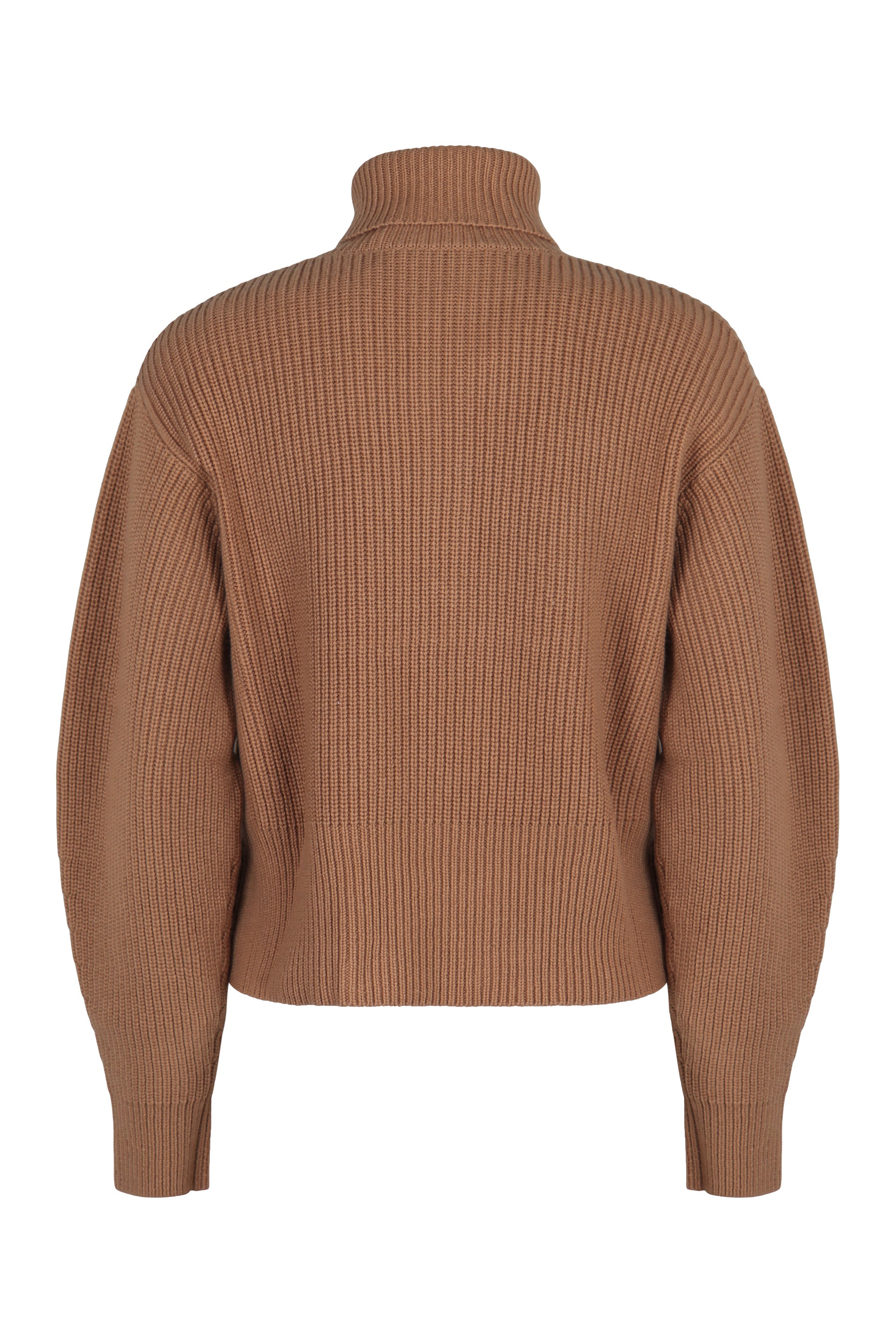 MAX MARA Ribbed Knit Wool and Cashmere Zip Collar Sweater for Women