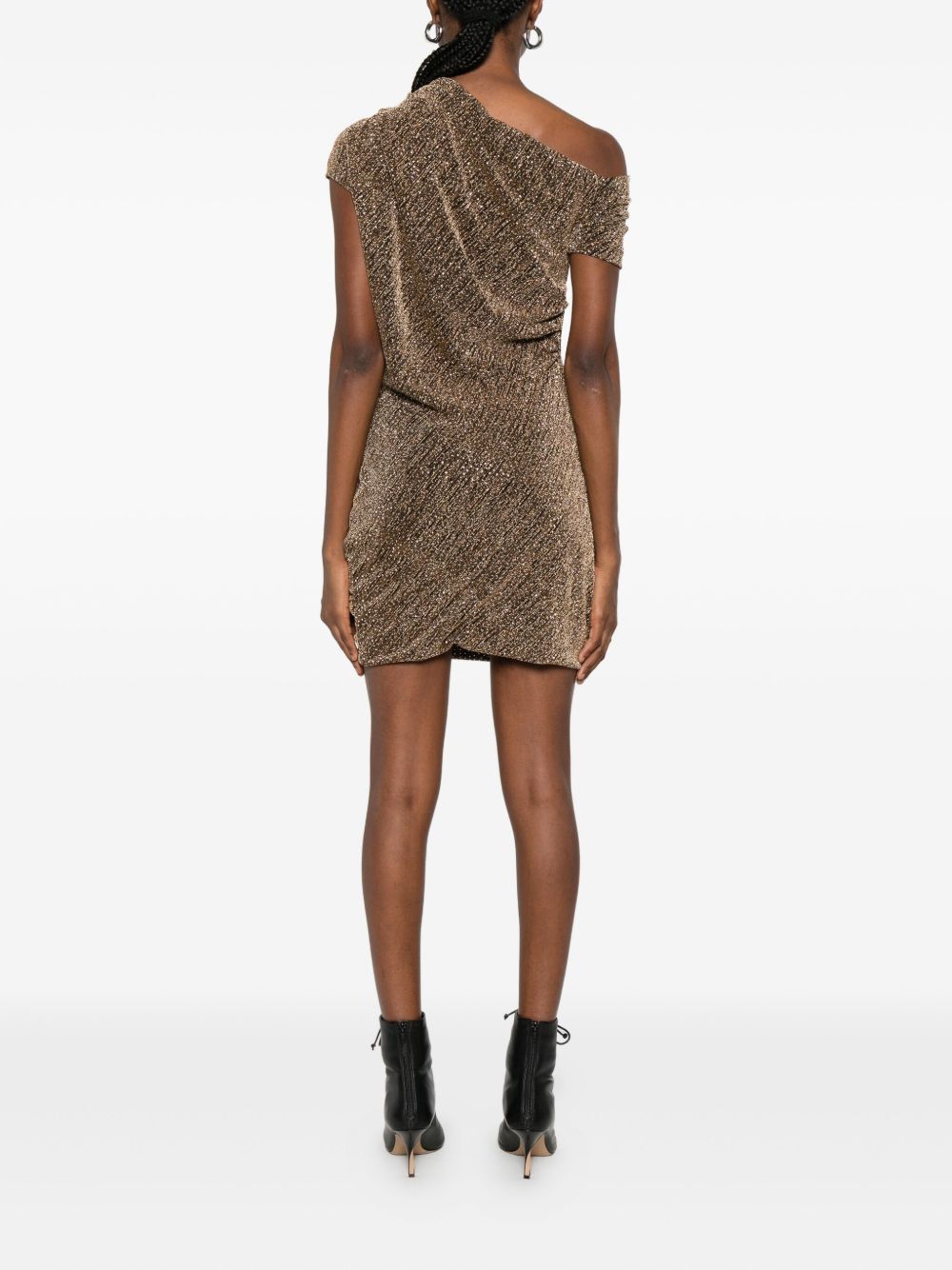 IRO Metallic Ruched One-Shoulder Dress