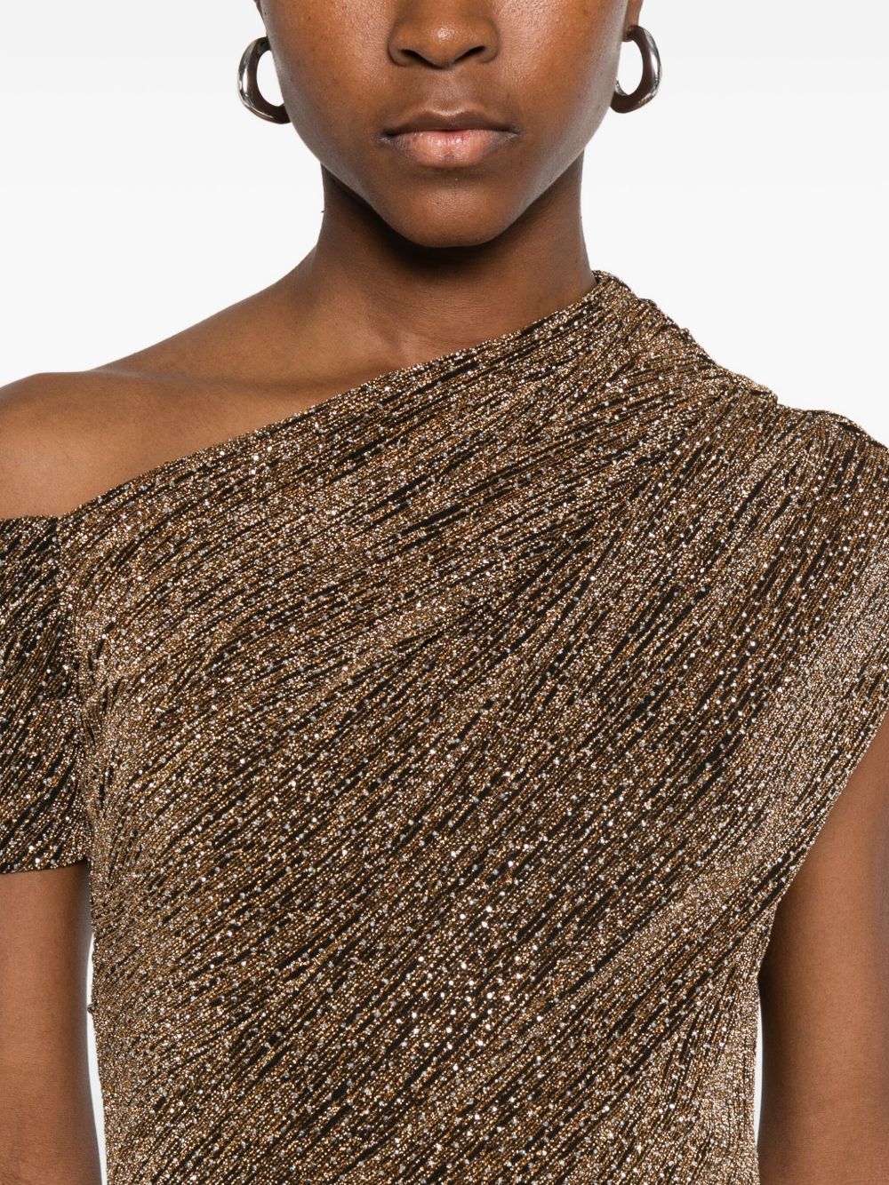 IRO Metallic Ruched One-Shoulder Dress