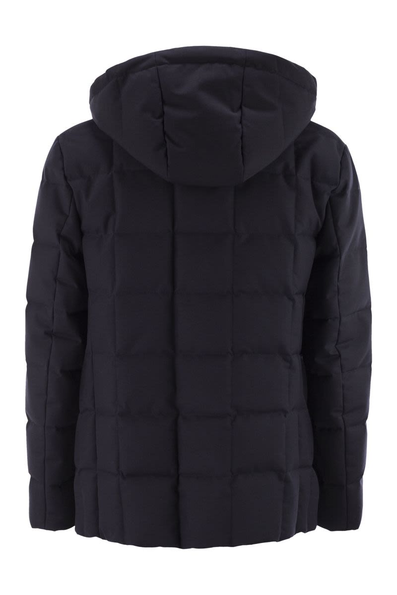FAY Down-Filled Quilted Peacoat with Removable Hood