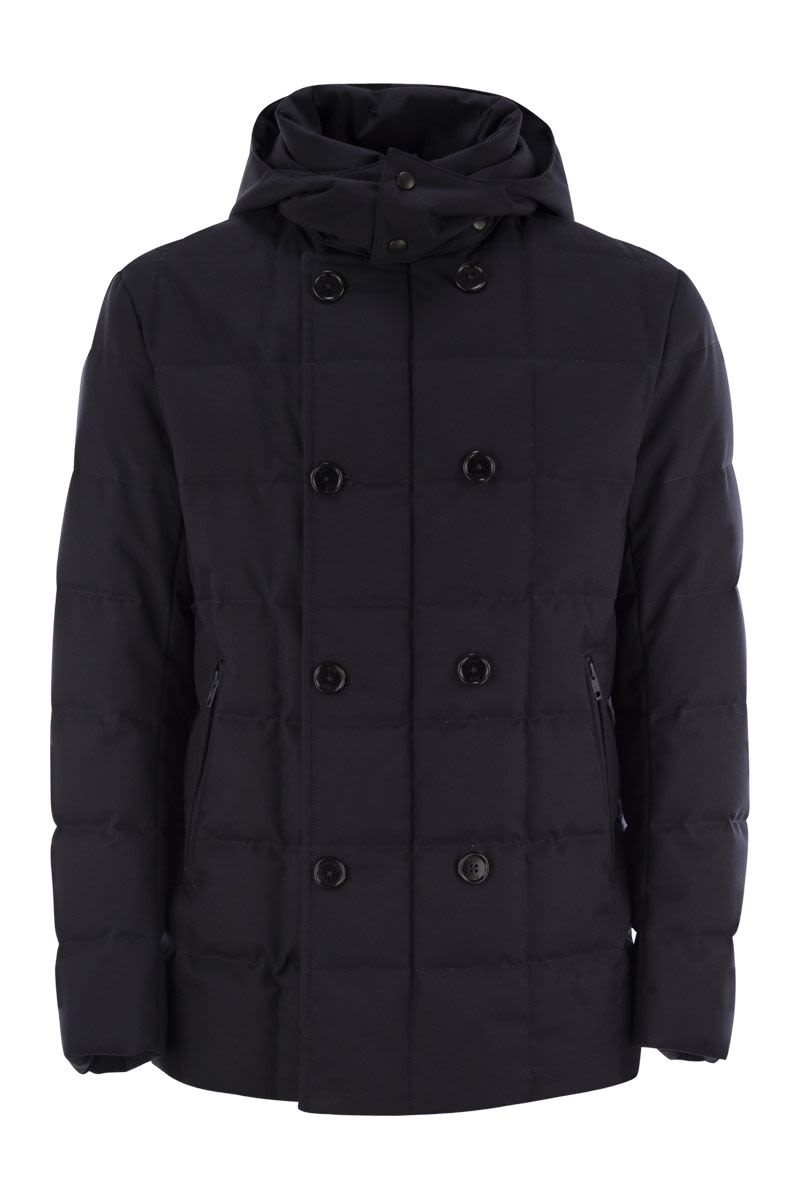 FAY Double-Breasted Down Jacket with Hood